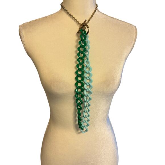 M Missoni chain necklace/belt green and blue plastic links with mixed metals - Picture 2 of 3